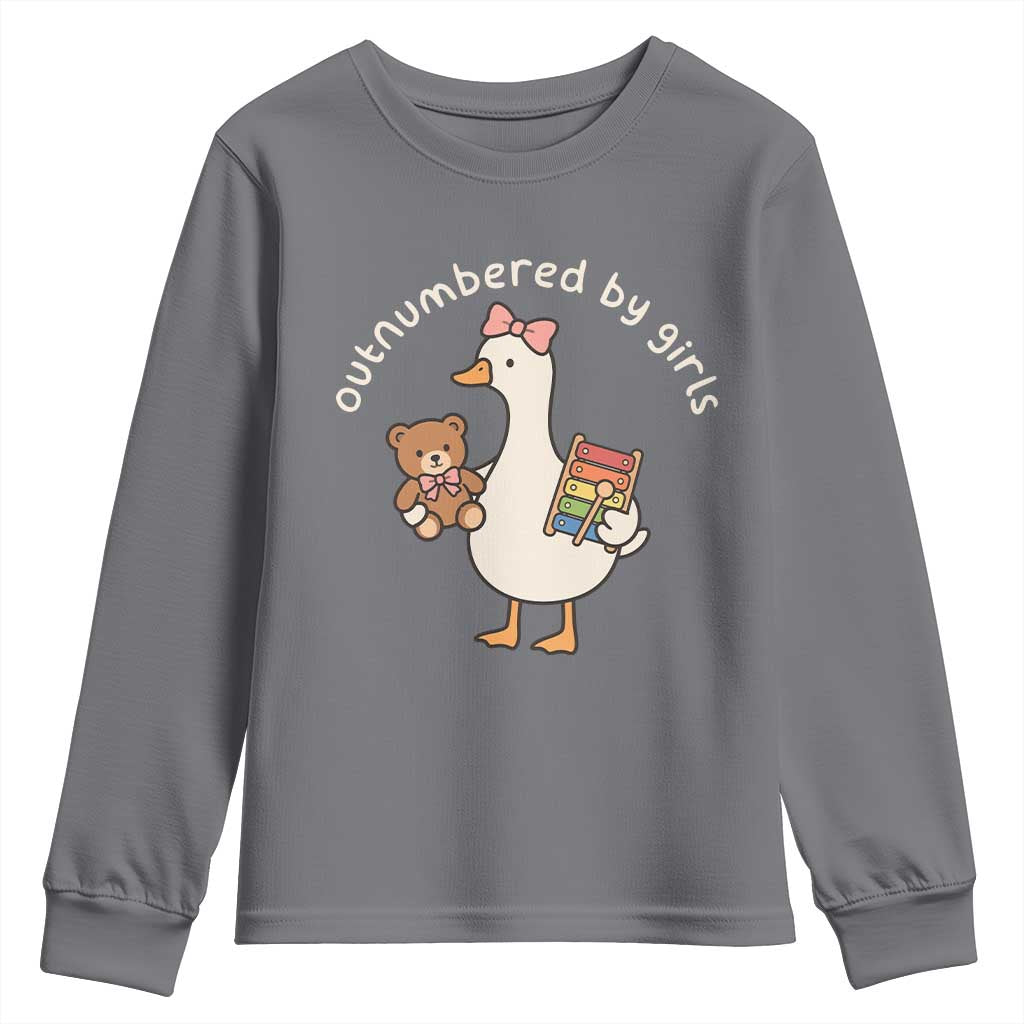 Outnumbered By Girls Youth Sweatshirt Funny Girl Dad Goose