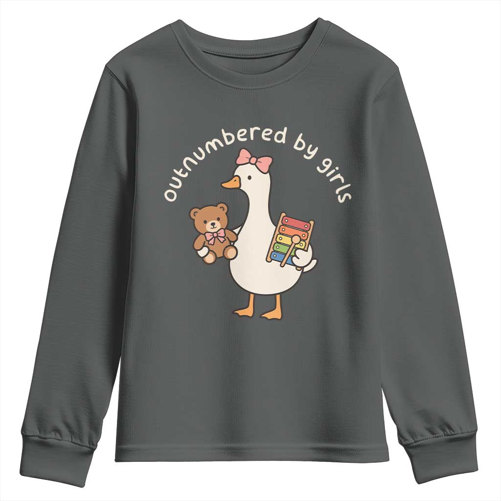 Outnumbered By Girls Youth Sweatshirt Funny Girl Dad Goose
