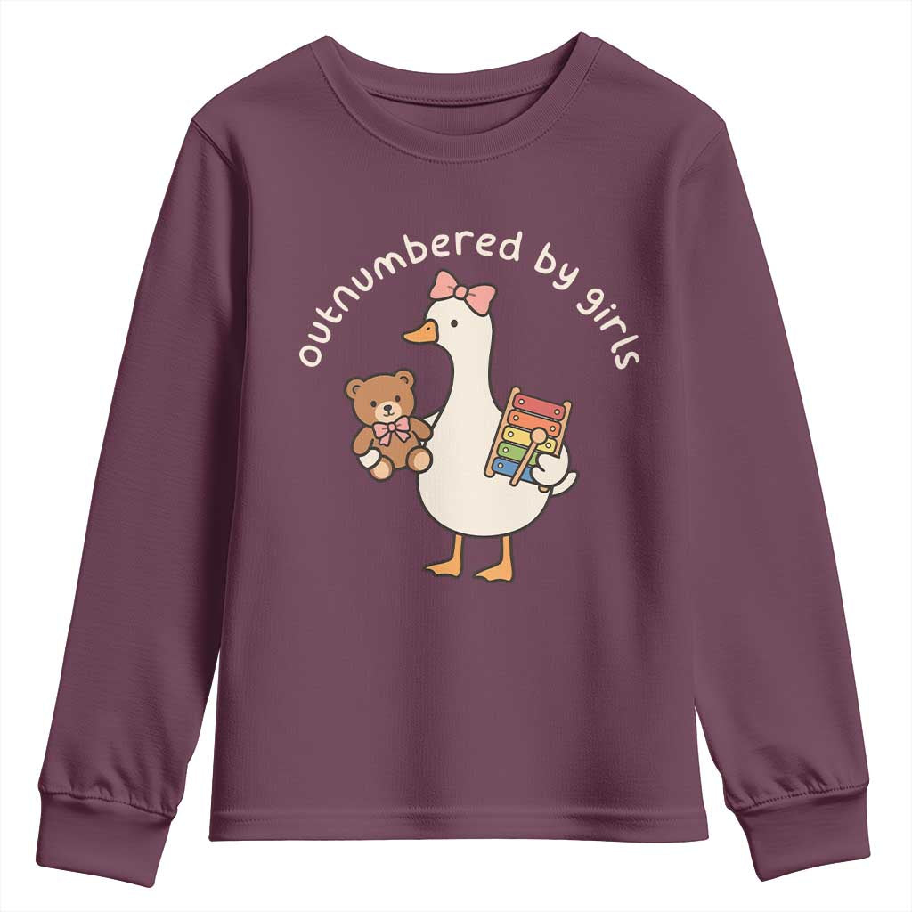 Outnumbered By Girls Youth Sweatshirt Funny Girl Dad Goose
