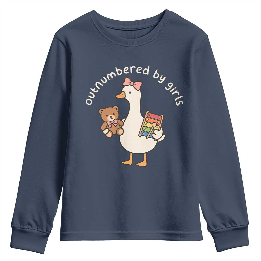 Outnumbered By Girls Youth Sweatshirt Funny Girl Dad Goose
