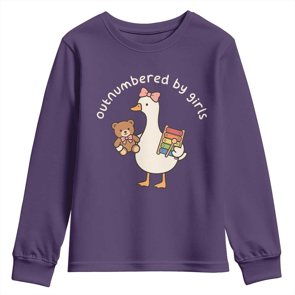 Outnumbered By Girls Youth Sweatshirt Funny Girl Dad Goose