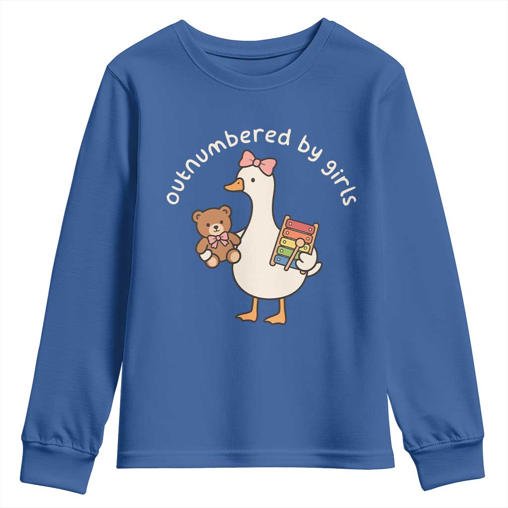 Outnumbered By Girls Youth Sweatshirt Funny Girl Dad Goose