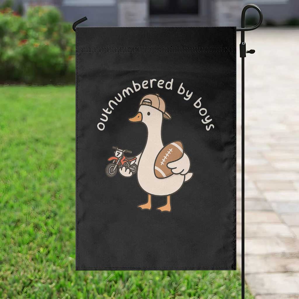 Outnumbered By Boys Funny Mom Goose Garden Flag