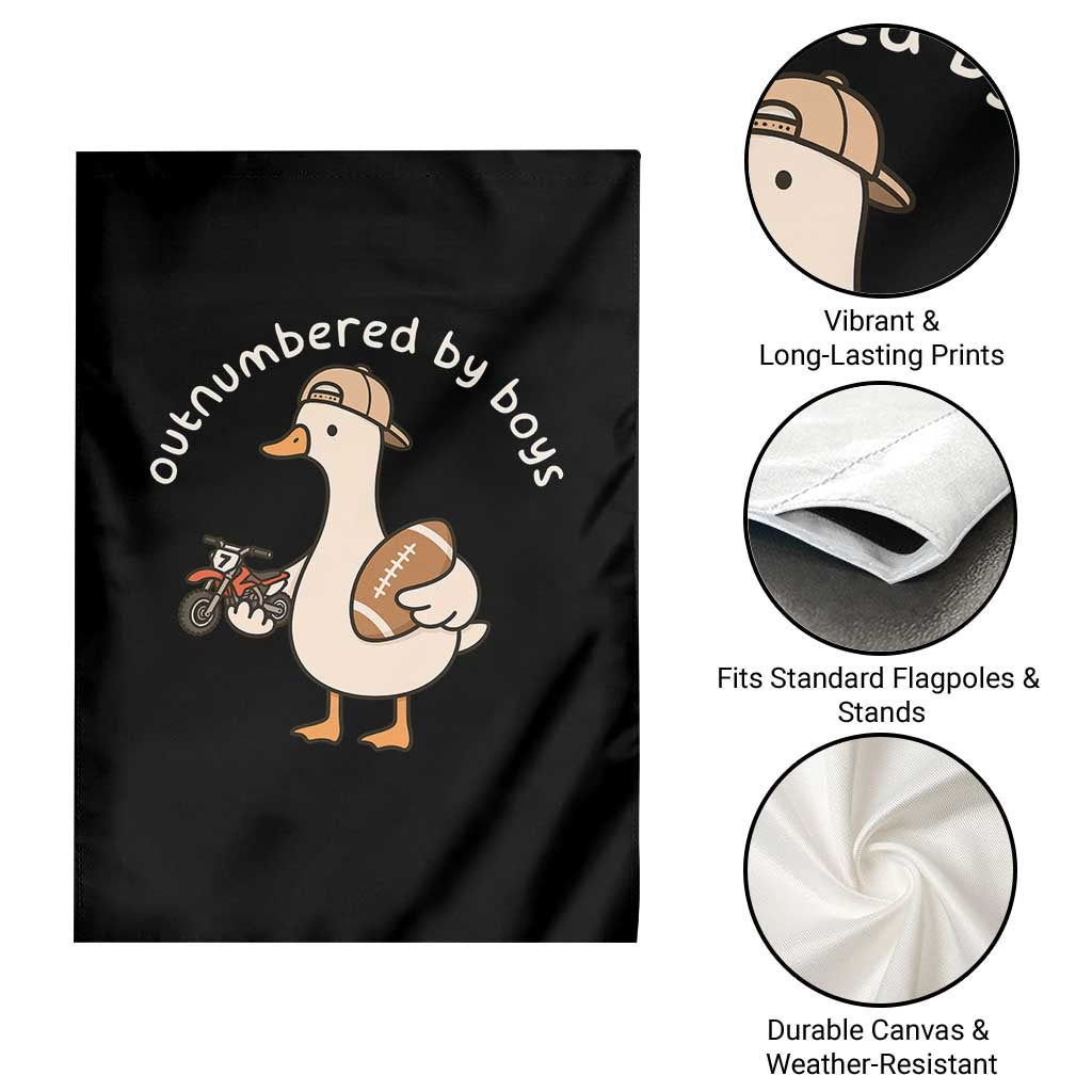 Outnumbered By Boys Funny Mom Goose Garden Flag