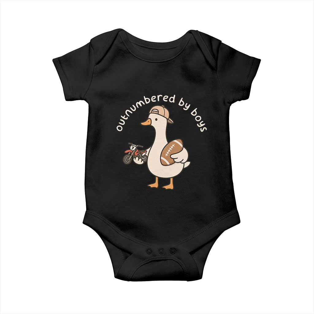 Outnumbered By Boys Funny Mom Goose Baby Onesie