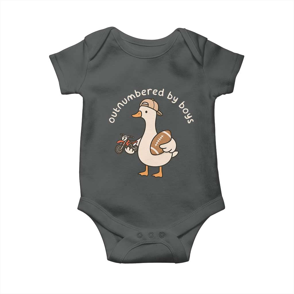 Outnumbered By Boys Funny Mom Goose Baby Onesie
