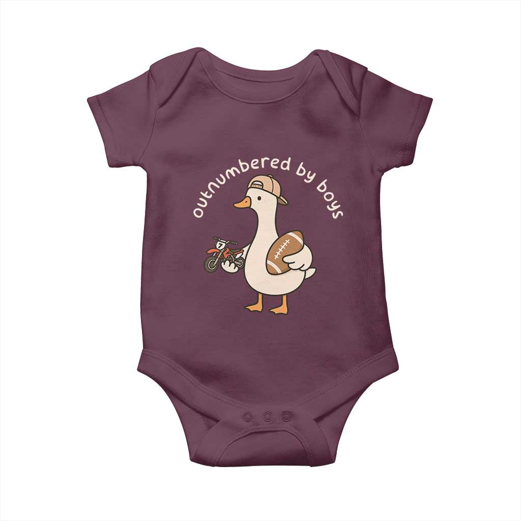 Outnumbered By Boys Funny Mom Goose Baby Onesie