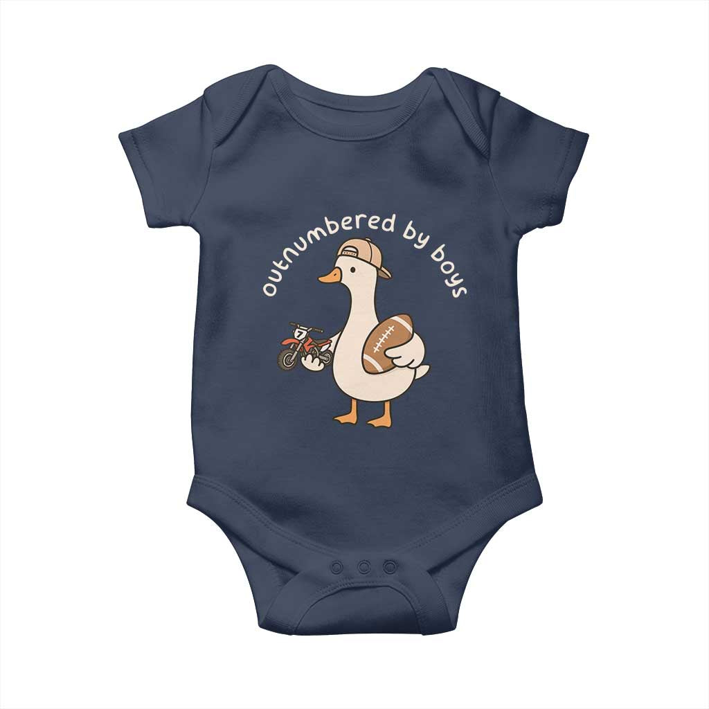 Outnumbered By Boys Funny Mom Goose Baby Onesie