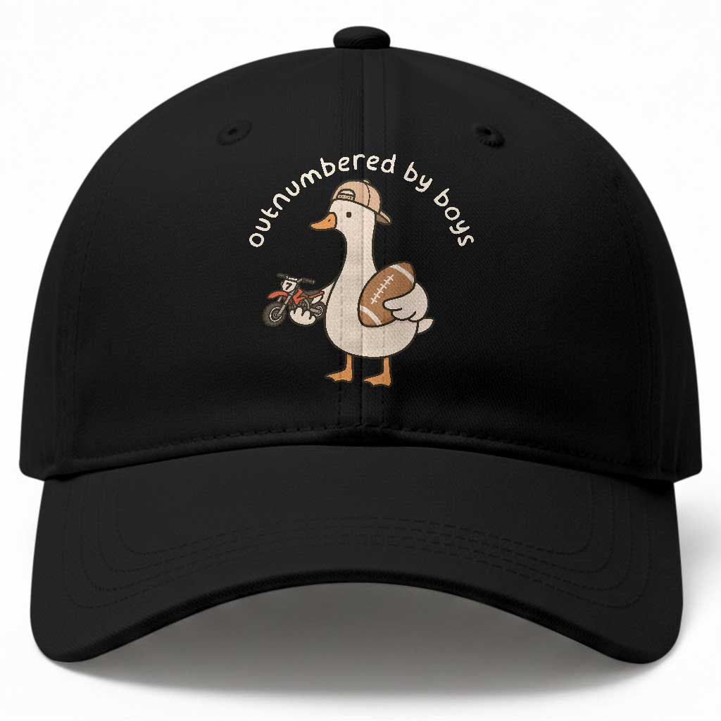 Outnumbered By Boys Funny Mom Goose Baseball Cap