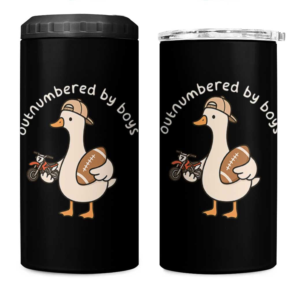Outnumbered By Boys Funny Mom Goose 4 in 1 Can Cooler Tumbler