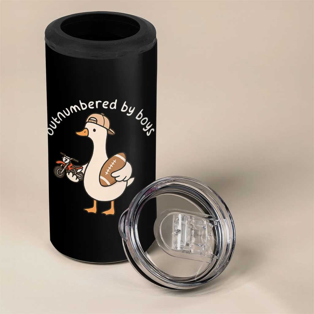 Outnumbered By Boys Funny Mom Goose 4 in 1 Can Cooler Tumbler