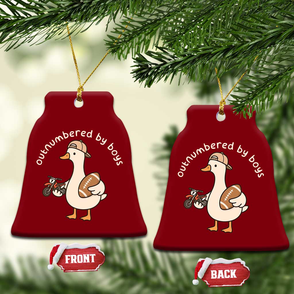 Outnumbered By Boys Funny Mom Goose Ceramic Ornament