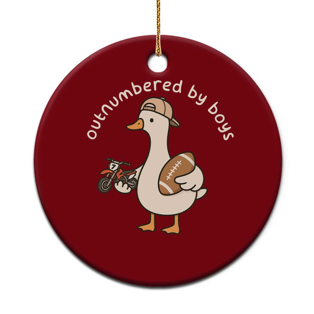 Outnumbered By Boys Funny Mom Goose Ceramic Ornament