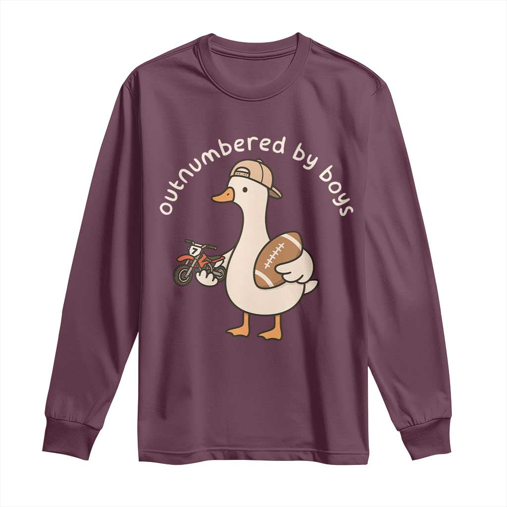 Outnumbered By Boys Funny Mom Goose Long Sleeve Shirt
