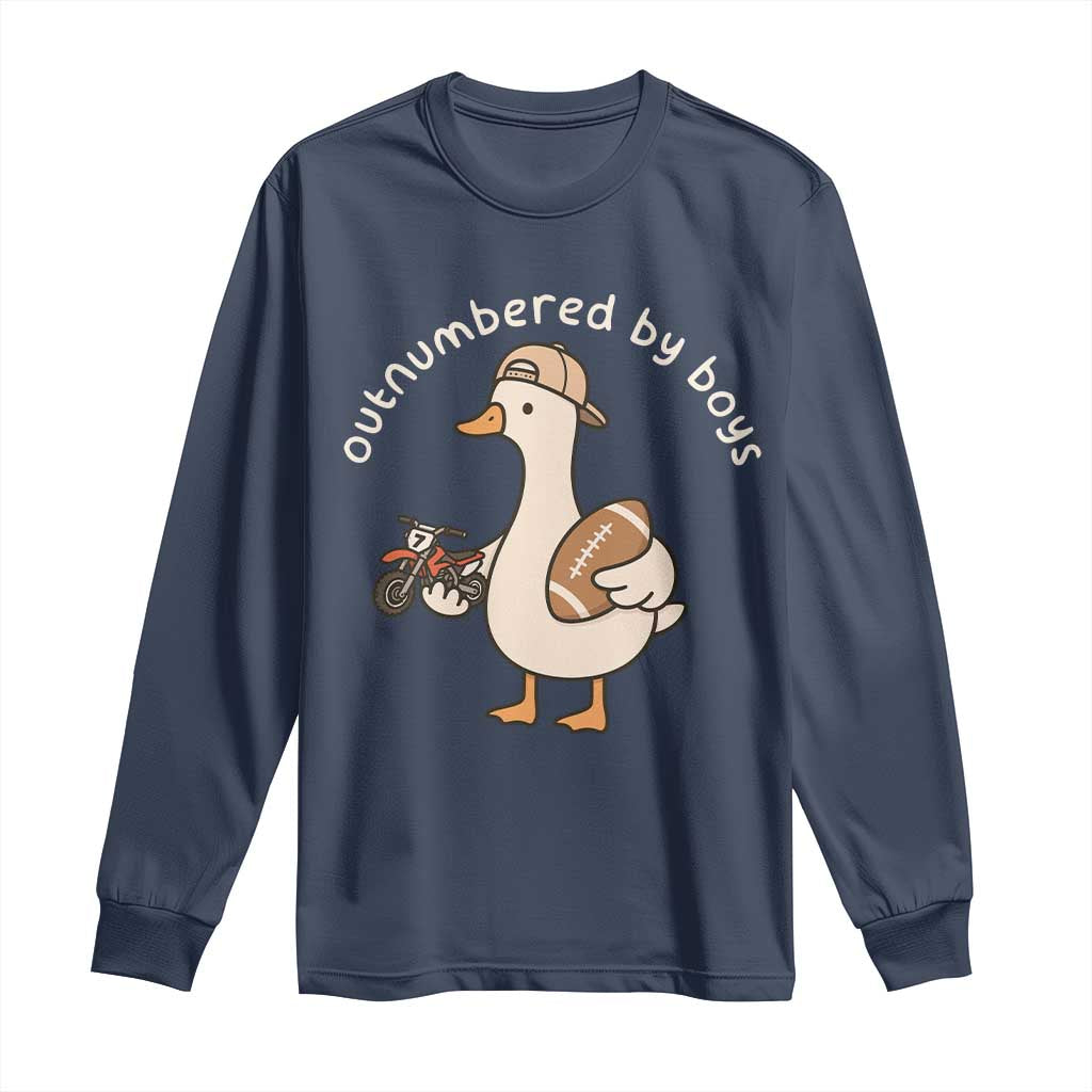 Outnumbered By Boys Funny Mom Goose Long Sleeve Shirt