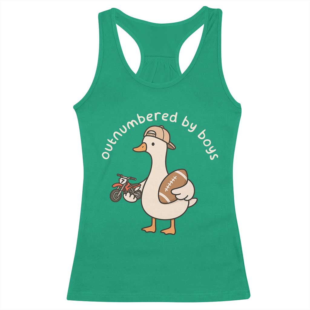 Outnumbered By Boys Funny Mom Goose Racerback Tank Top