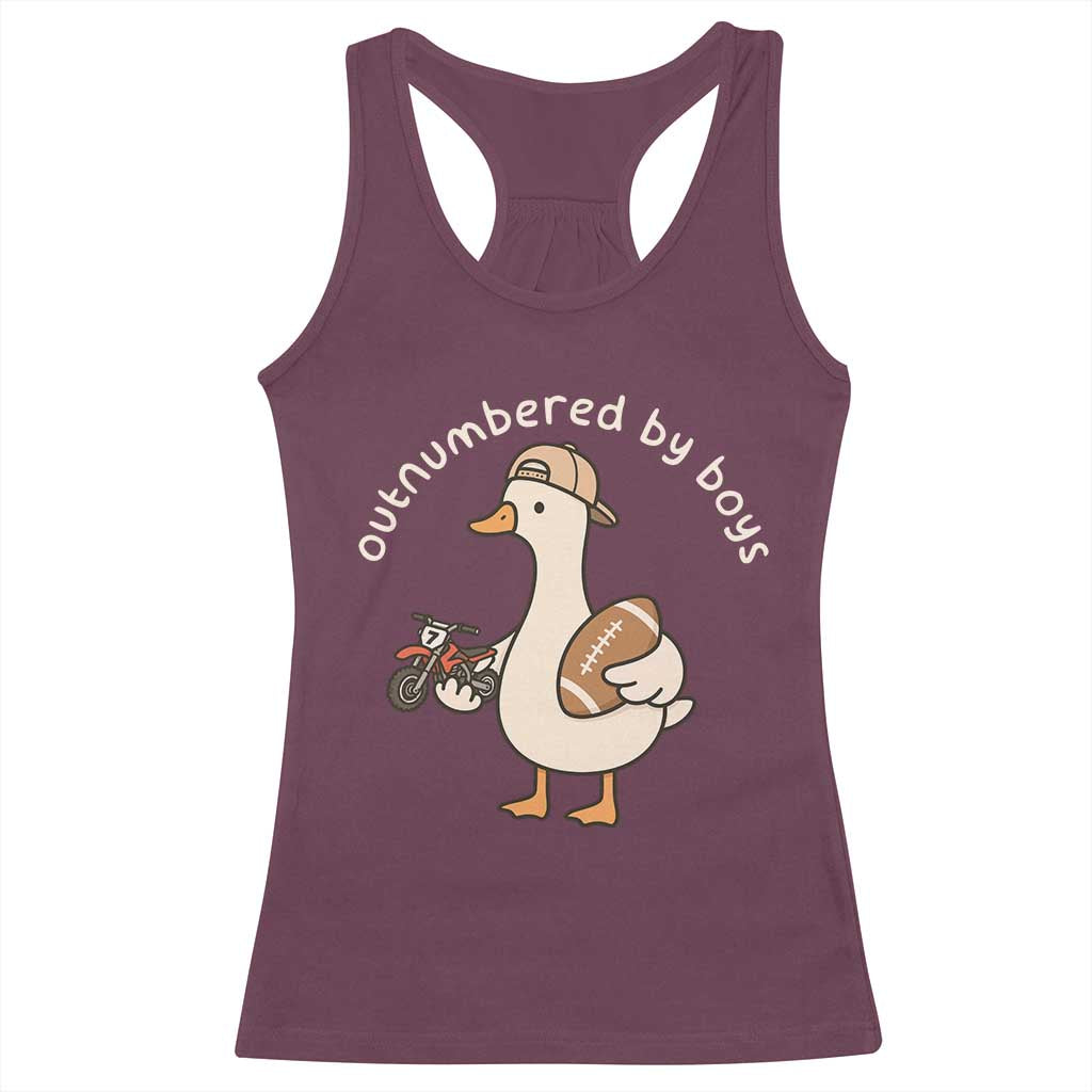 Outnumbered By Boys Funny Mom Goose Racerback Tank Top