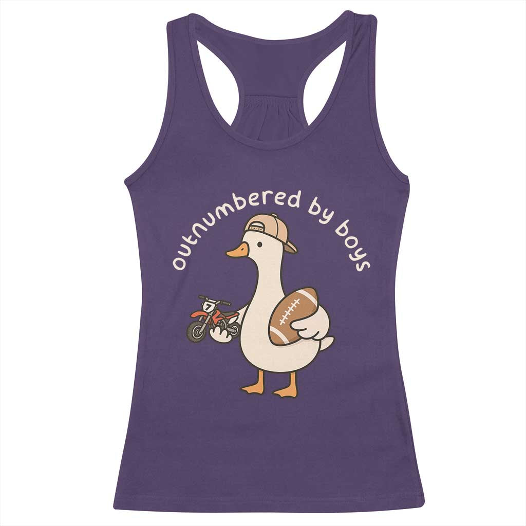 Outnumbered By Boys Funny Mom Goose Racerback Tank Top
