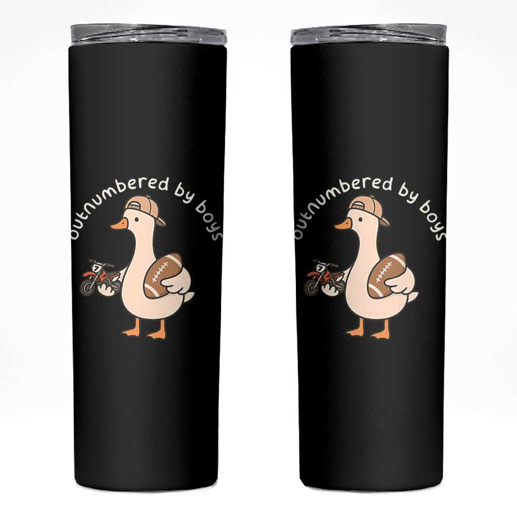 Outnumbered By Boys Funny Mom Goose Skinny Tumbler