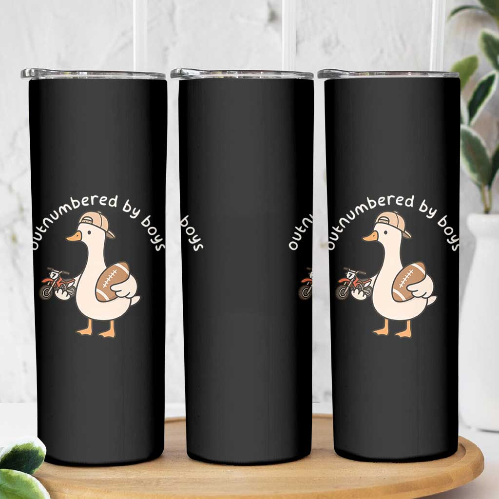 Outnumbered By Boys Funny Mom Goose Skinny Tumbler
