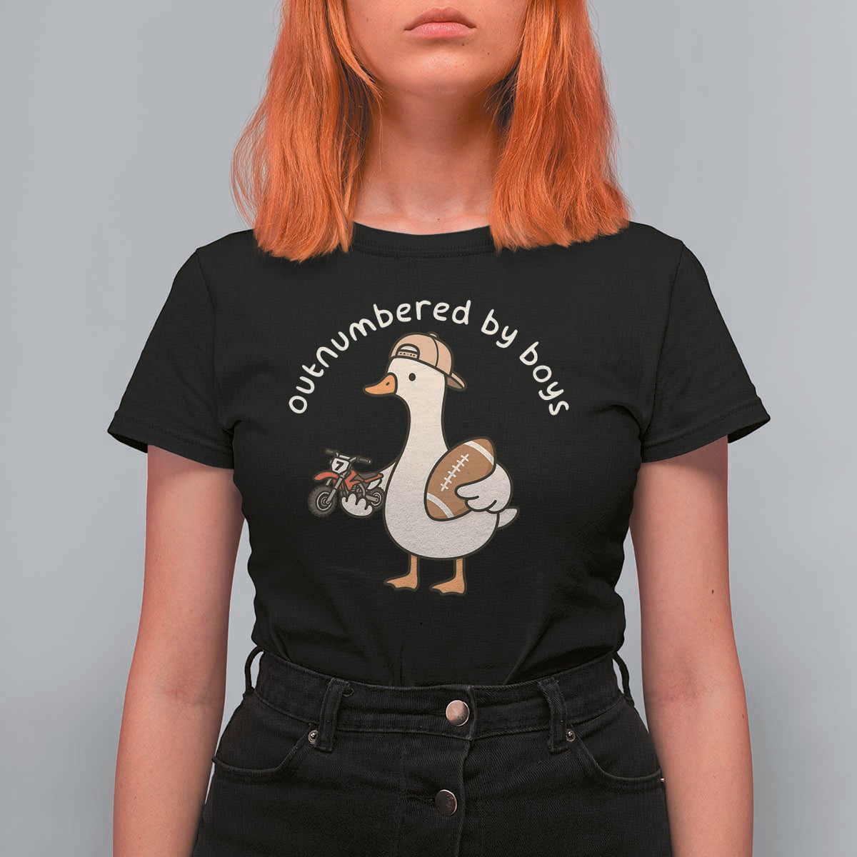 Outnumbered By Boys Funny Mom Goose T Shirt For Women