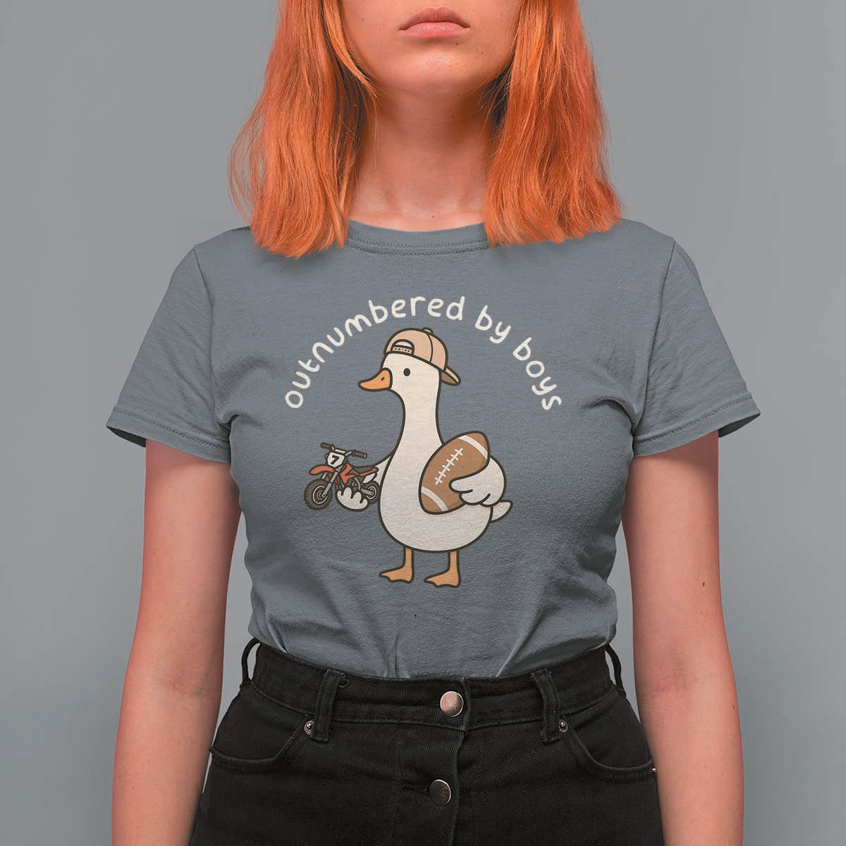 Outnumbered By Boys Funny Mom Goose T Shirt For Women