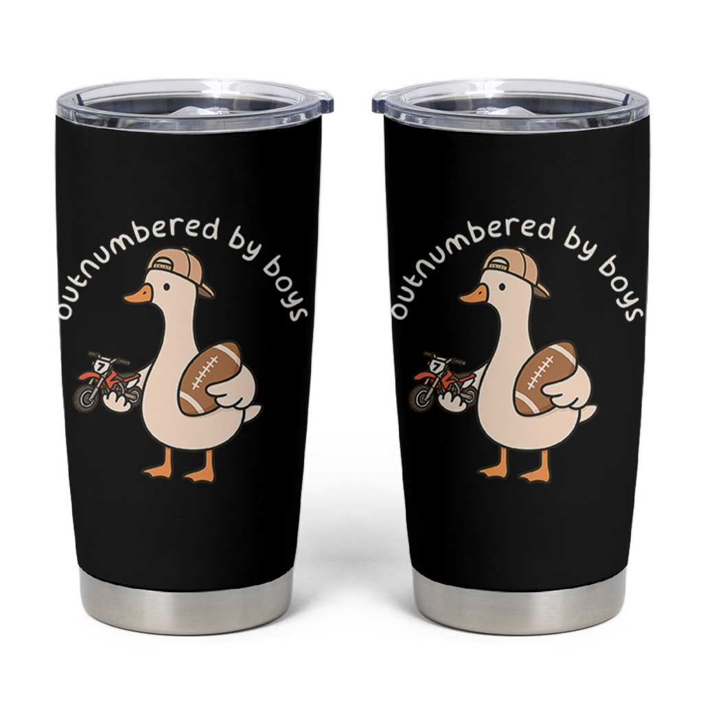 Outnumbered By Boys Funny Mom Goose Tumbler Cup