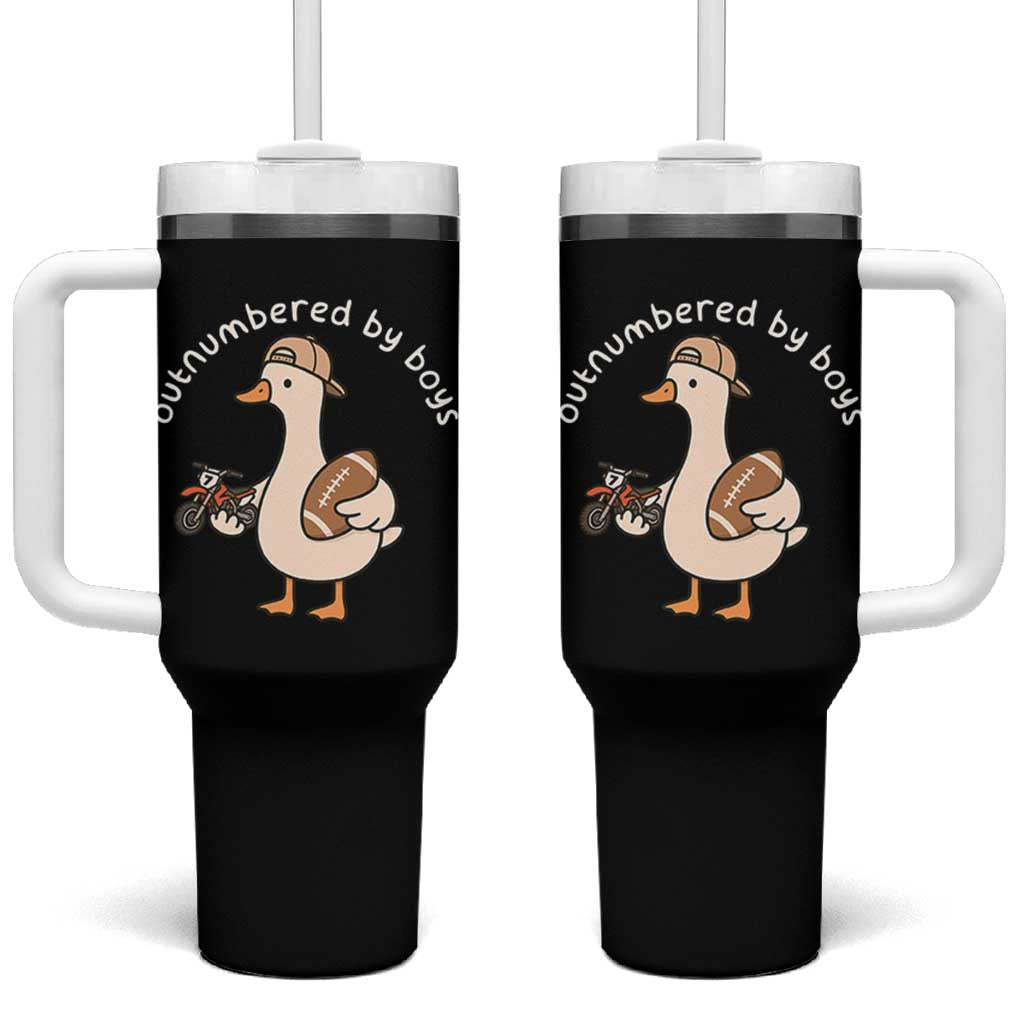 Outnumbered By Boys Funny Mom Goose Tumbler With Handle