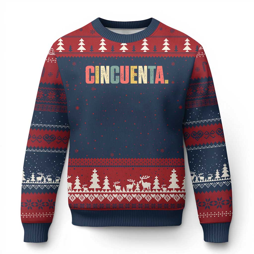 50th Birthday Cincuenta Ugly Christmas Sweater Spanish Mexican 50 Years Old Bday