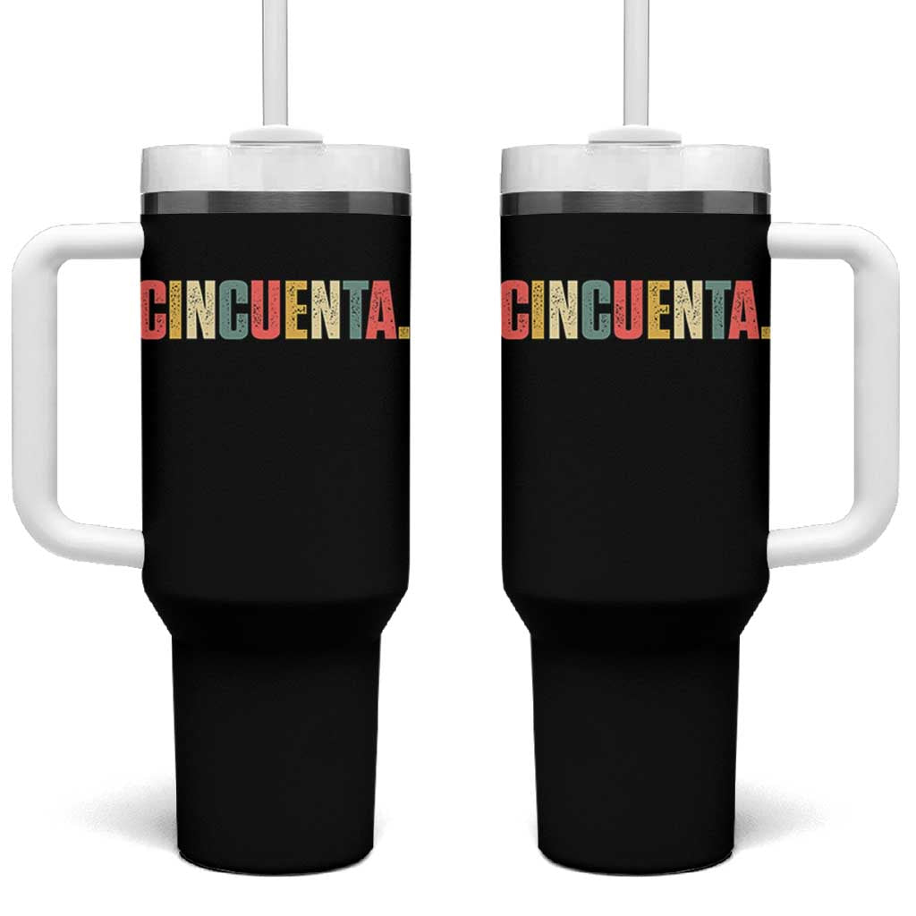 50th Birthday Cincuenta Tumbler With Handle Spanish Mexican 50 Years Old Bday