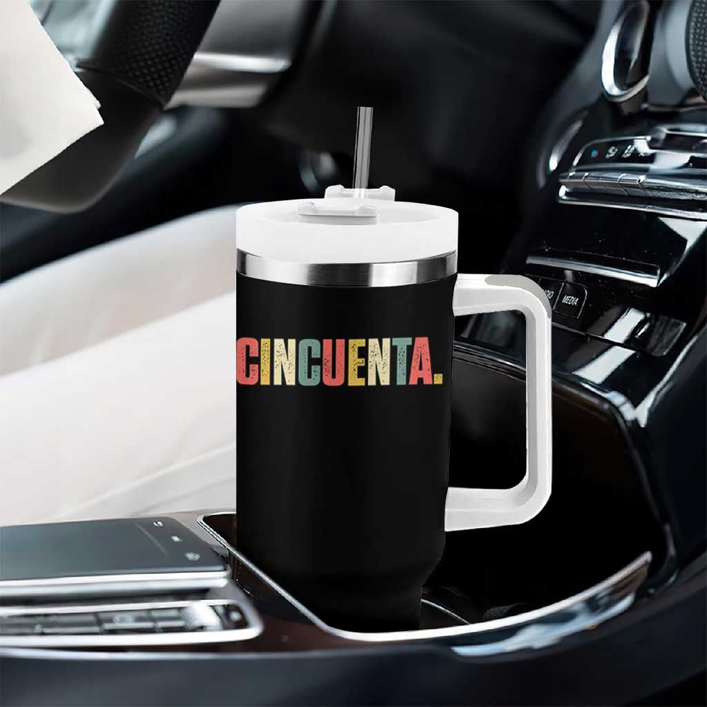 50th Birthday Cincuenta Tumbler With Handle Spanish Mexican 50 Years Old Bday