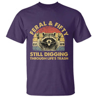 50th Birthday Raccoon T Shirt Feral And Fifty Still Digging Through Life's Trash Est 1976