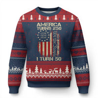 America Turns 250 I Turn 50 Ugly Christmas Sweater 50th Birthday 250th Anniversary USA Vintage 1976 Bday