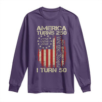 America Turns 250 I Turn 50 Long Sleeve Shirt 50th Birthday 250th Anniversary USA Vintage 1976 Bday