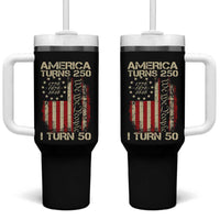 America Turns 250 I Turn 50 Tumbler With Handle 50th Birthday 250th Anniversary USA Vintage 1976 Bday