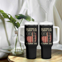 America Turns 250 I Turn 50 Tumbler With Handle 50th Birthday 250th Anniversary USA Vintage 1976 Bday