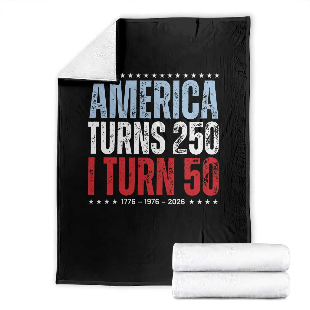 America Turns 250 I Turn 50 Throw Blanket 50th Birthday 250th Anniversary USA Vintage 1976