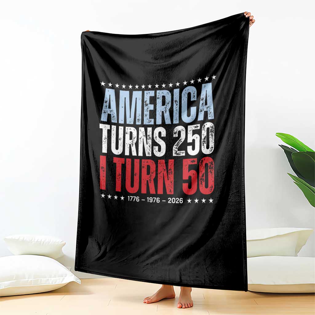America Turns 250 I Turn 50 Throw Blanket 50th Birthday 250th Anniversary USA Vintage 1976