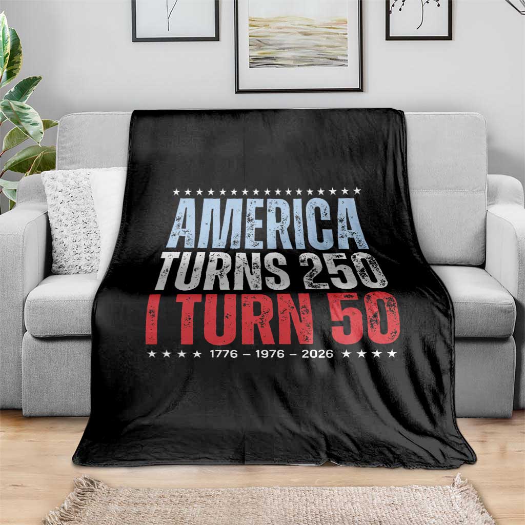 America Turns 250 I Turn 50 Throw Blanket 50th Birthday 250th Anniversary USA Vintage 1976