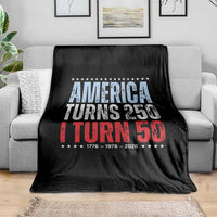 America Turns 250 I Turn 50 Throw Blanket 50th Birthday 250th Anniversary USA Vintage 1976