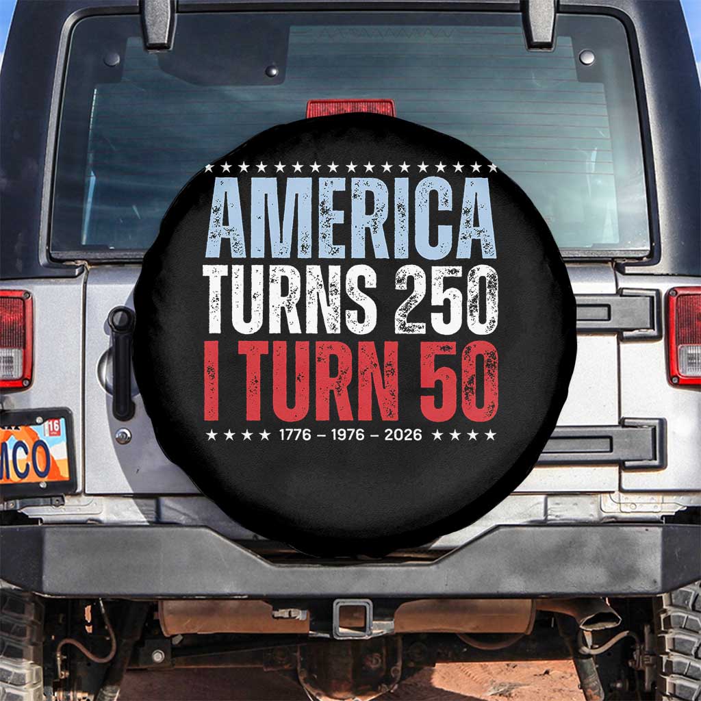 America Turns 250 I Turn 50 Spare Tire Cover 50th Birthday 250th Anniversary USA Vintage 1976