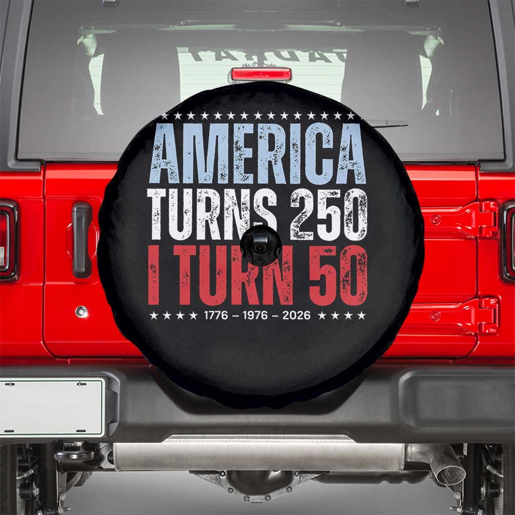 America Turns 250 I Turn 50 Spare Tire Cover 50th Birthday 250th Anniversary USA Vintage 1976