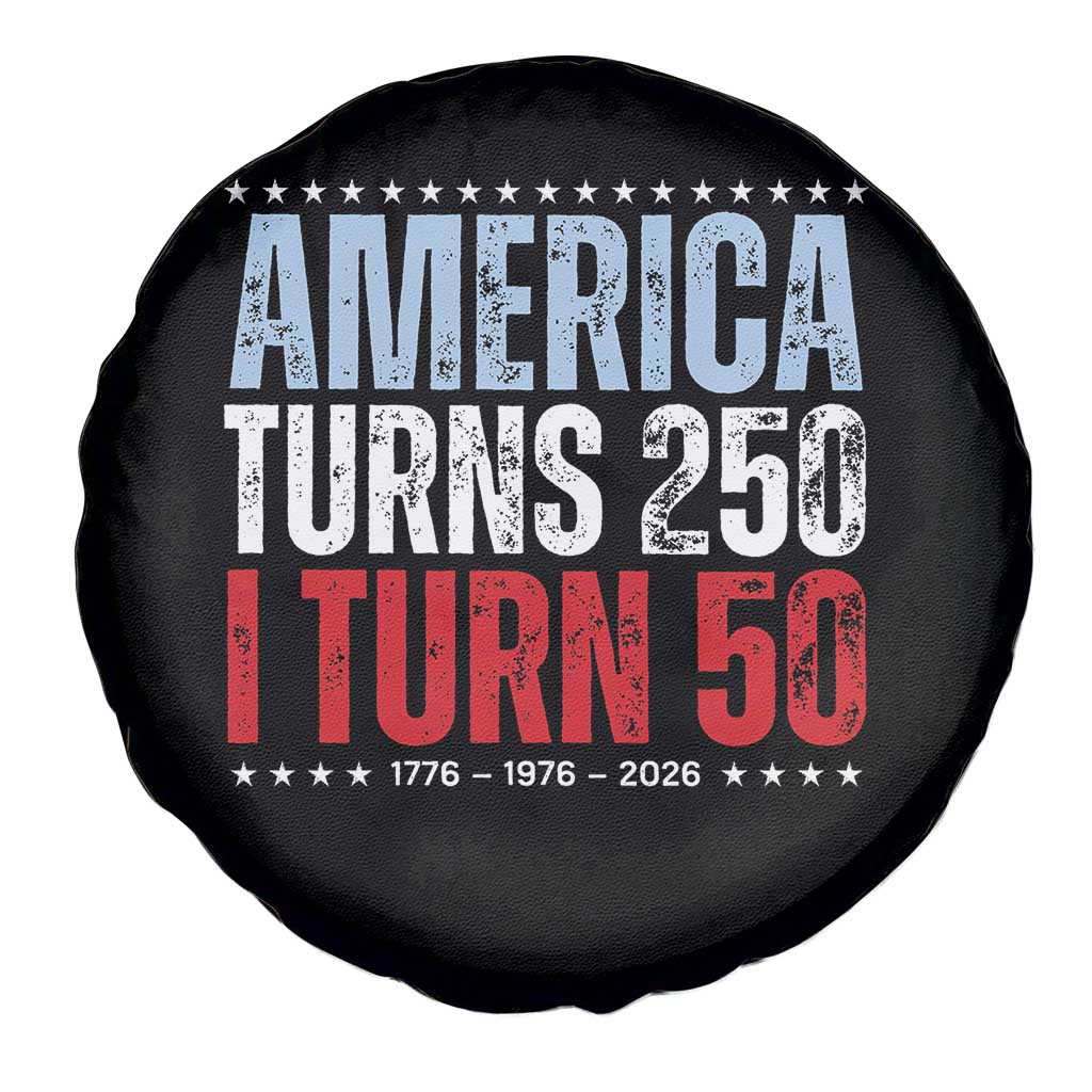 America Turns 250 I Turn 50 Spare Tire Cover 50th Birthday 250th Anniversary USA Vintage 1976