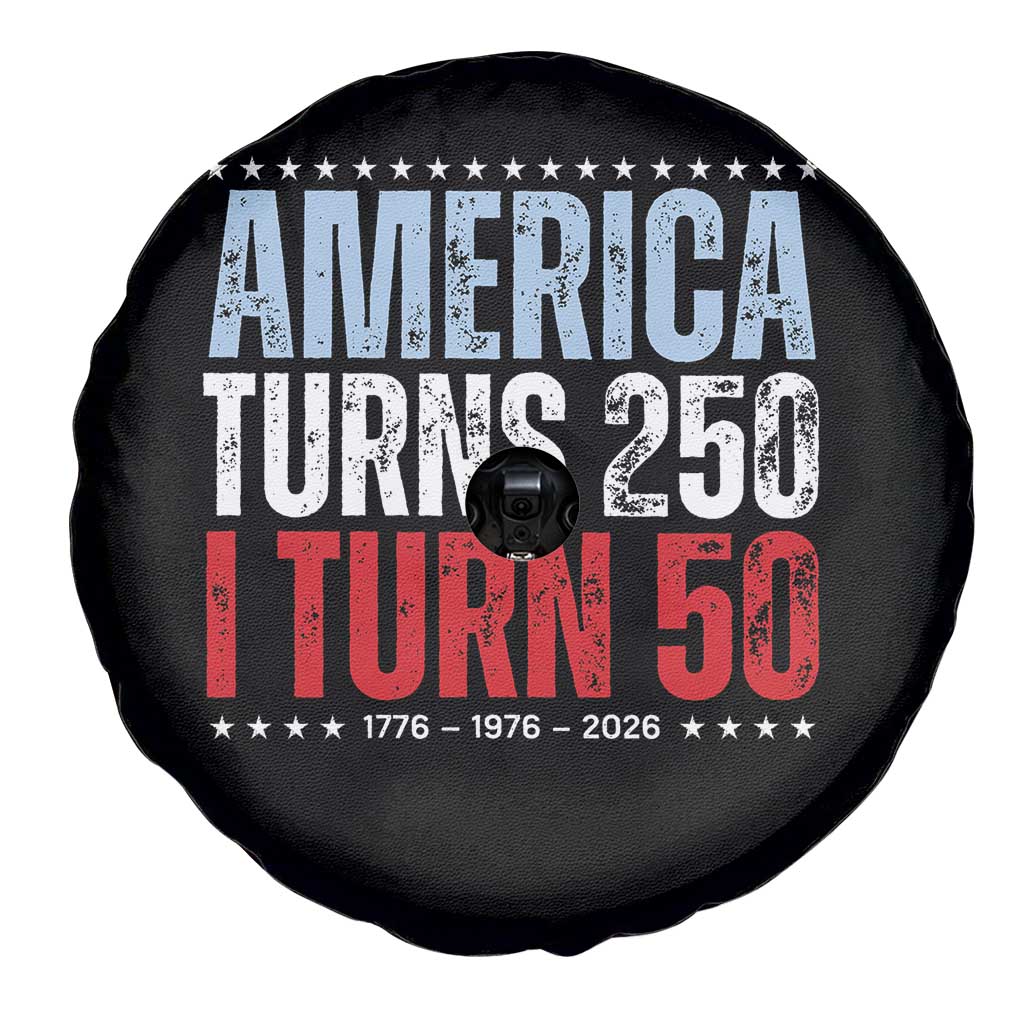 America Turns 250 I Turn 50 Spare Tire Cover 50th Birthday 250th Anniversary USA Vintage 1976