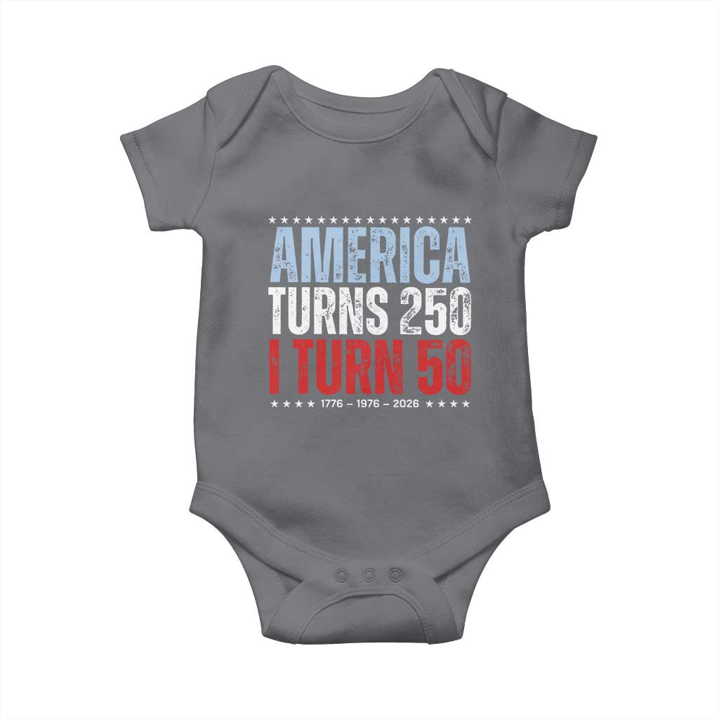 America Turns 250 I Turn 50 Baby Onesie 50th Birthday 250th Anniversary USA Vintage 1976