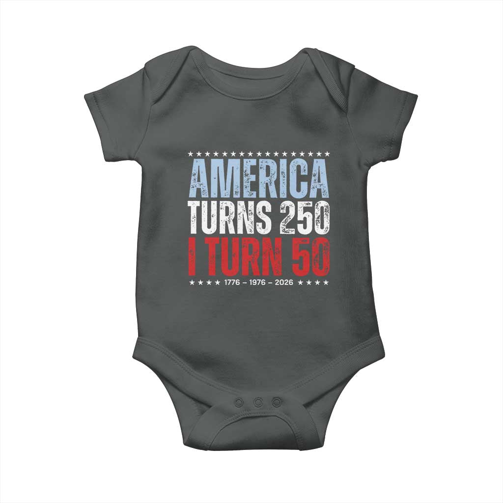 America Turns 250 I Turn 50 Baby Onesie 50th Birthday 250th Anniversary USA Vintage 1976