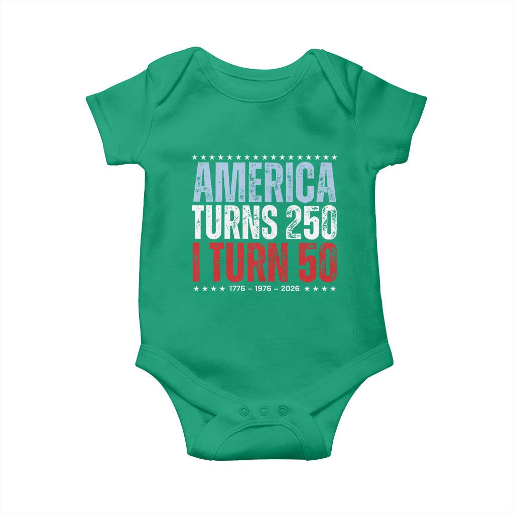 America Turns 250 I Turn 50 Baby Onesie 50th Birthday 250th Anniversary USA Vintage 1976
