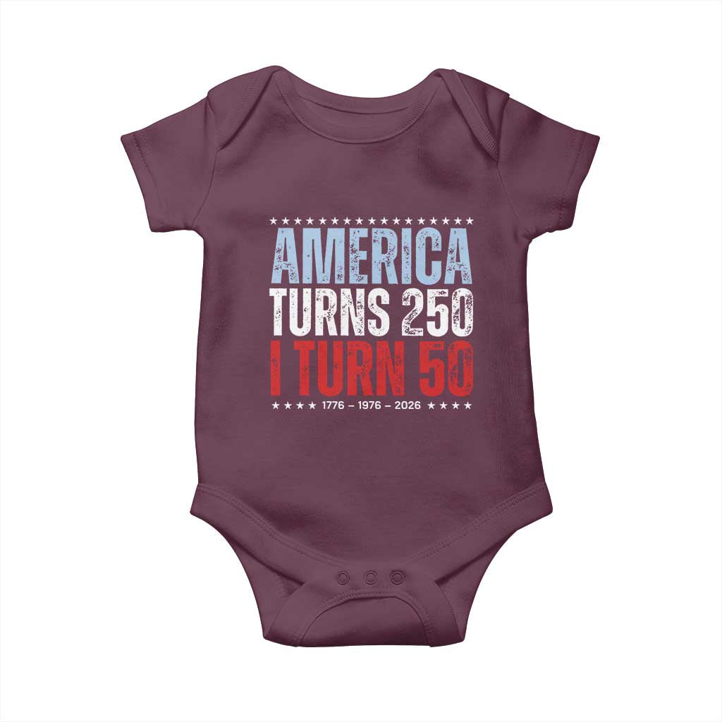 America Turns 250 I Turn 50 Baby Onesie 50th Birthday 250th Anniversary USA Vintage 1976
