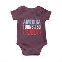America Turns 250 I Turn 50 Baby Onesie 50th Birthday 250th Anniversary USA Vintage 1976