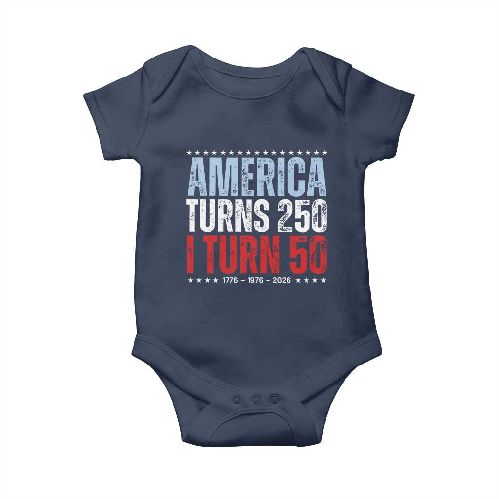 America Turns 250 I Turn 50 Baby Onesie 50th Birthday 250th Anniversary USA Vintage 1976